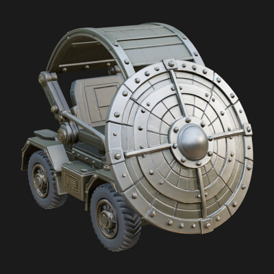 Wheeled Siege Shield Cart Model Design 2 3D Print Model