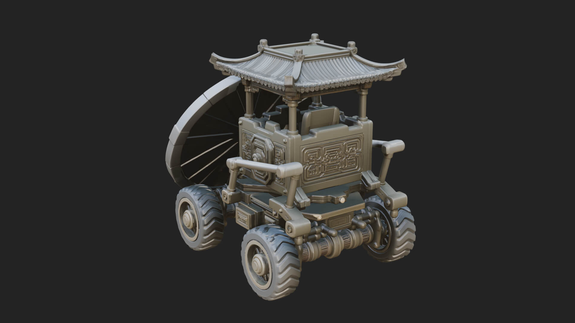 Wheeled Siege Shield Cart Model Design 3 3D Print Model 3D Model