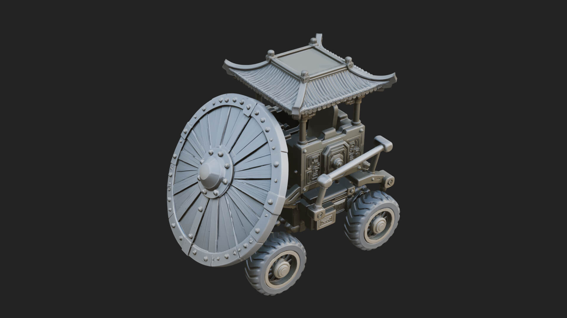 Wheeled Siege Shield Cart Model Design 3 3D Print Model 3D Model