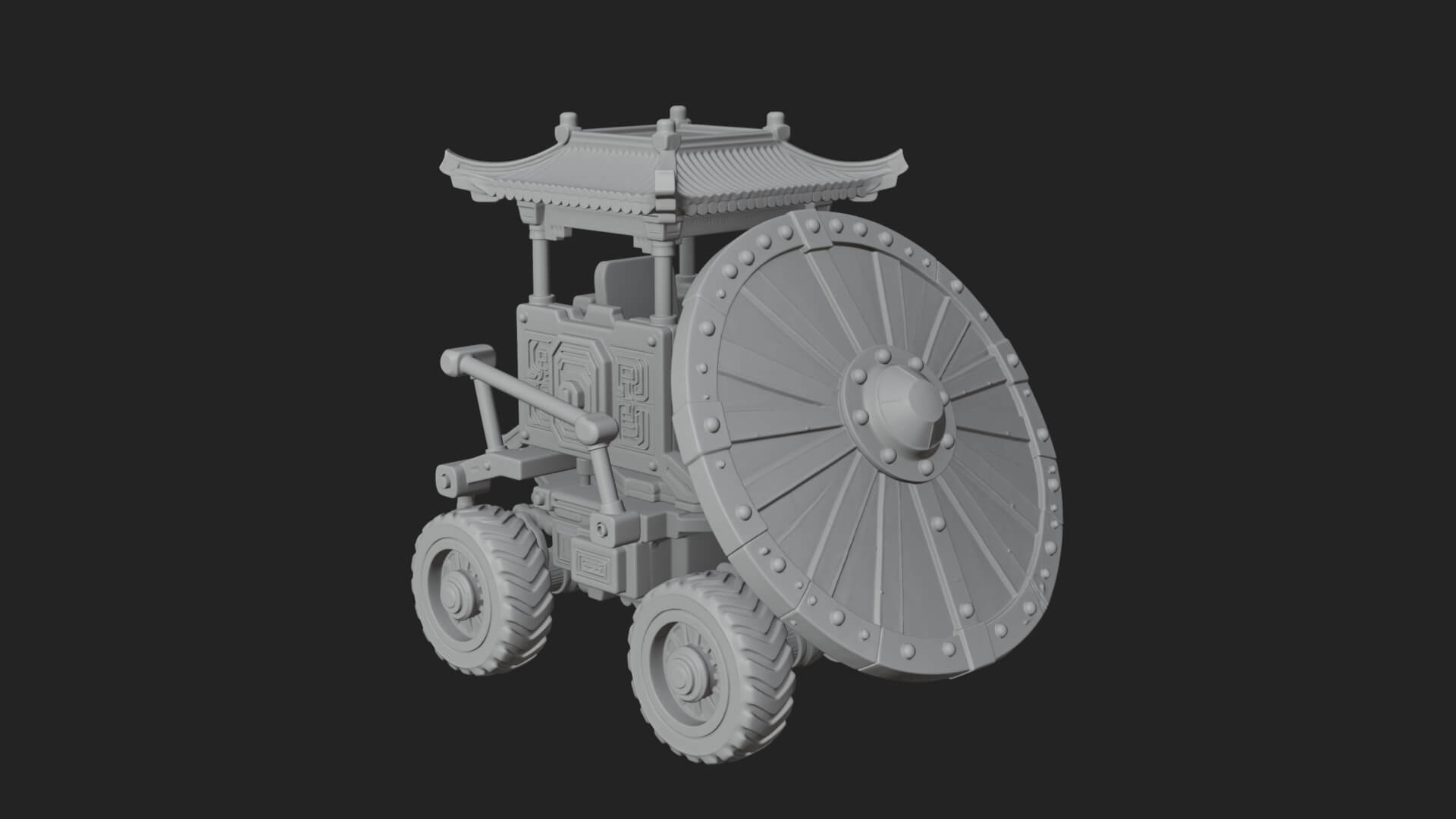 Wheeled Siege Shield Cart Model Design 3 3D Print Model 3D Model