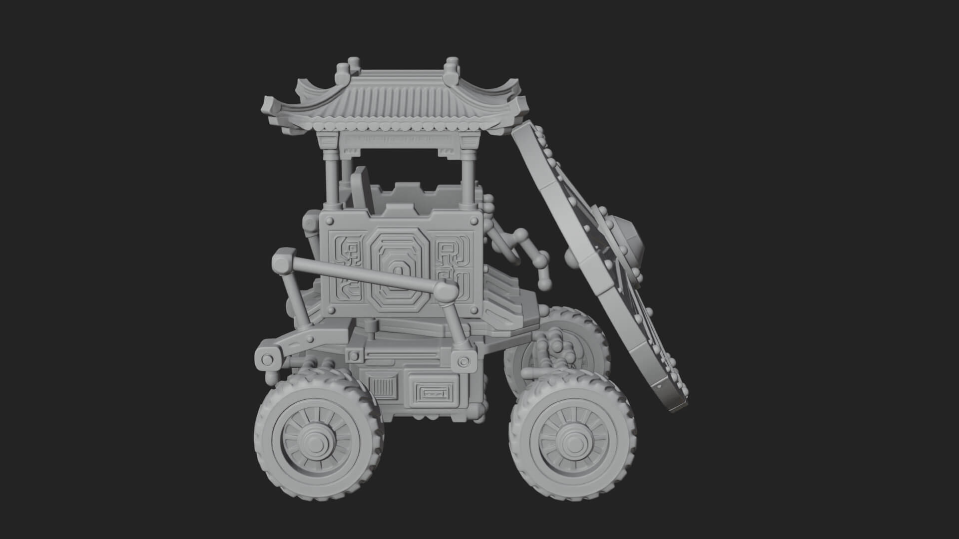 Wheeled Siege Shield Cart Model Design 3 3D Print Model 3D Model