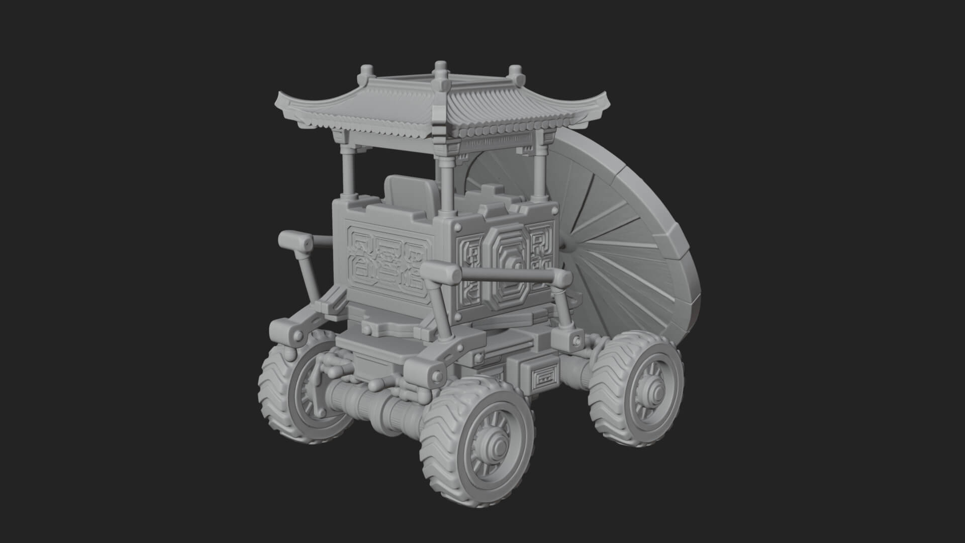 Wheeled Siege Shield Cart Model Design 3 3D Print Model 3D Model