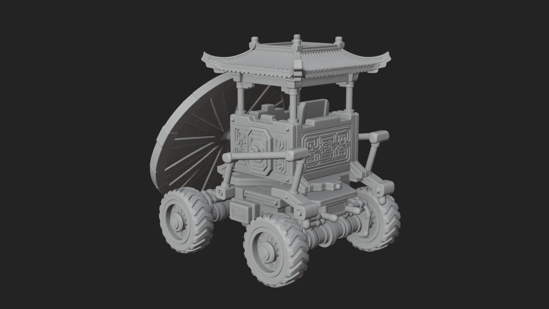 Wheeled Siege Shield Cart Model Design 3 3D Print Model 3D Model