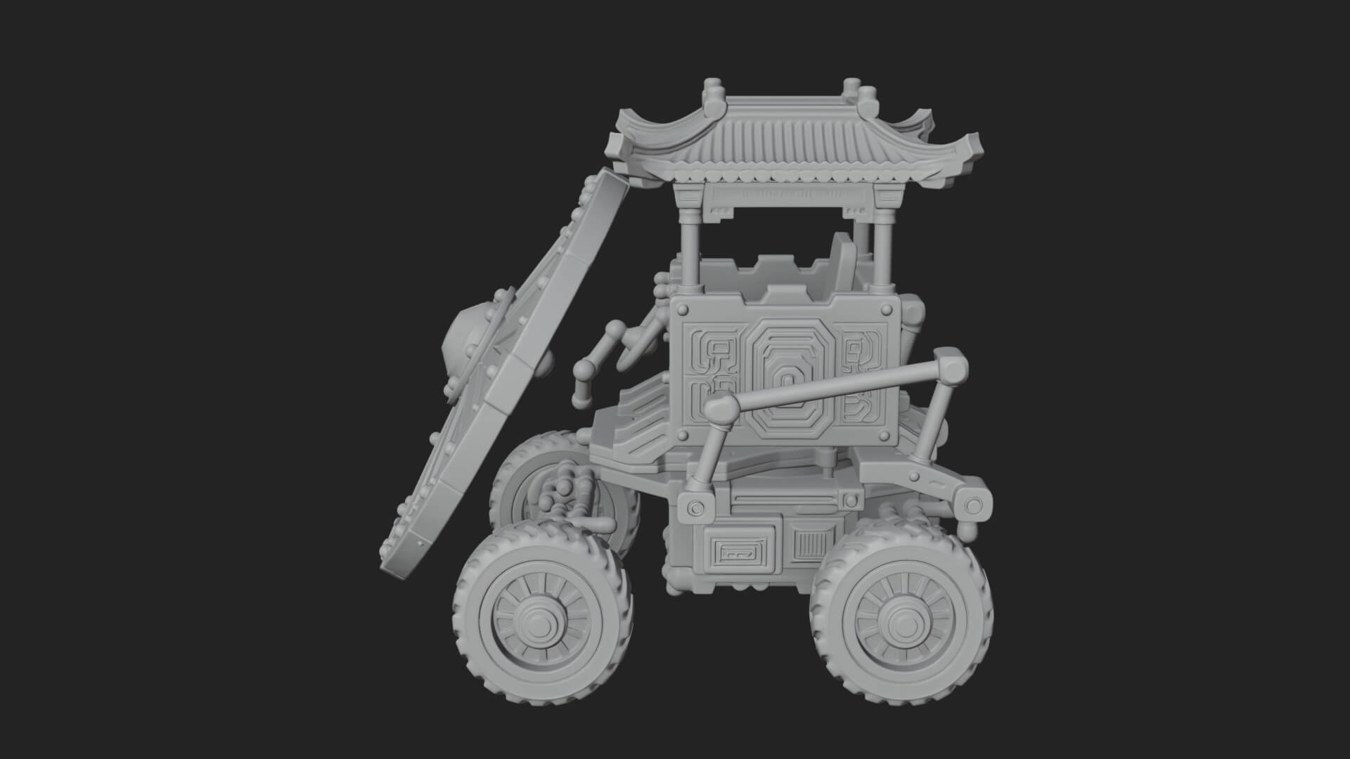 Wheeled Siege Shield Cart Model Design 3 3D Print Model 3D Model