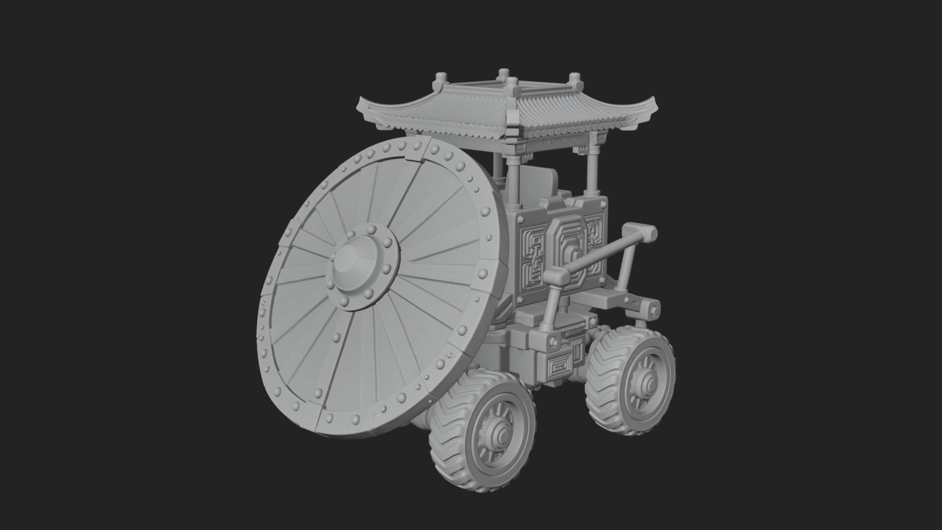 Wheeled Siege Shield Cart Model Design 3 3D Print Model 3D Model