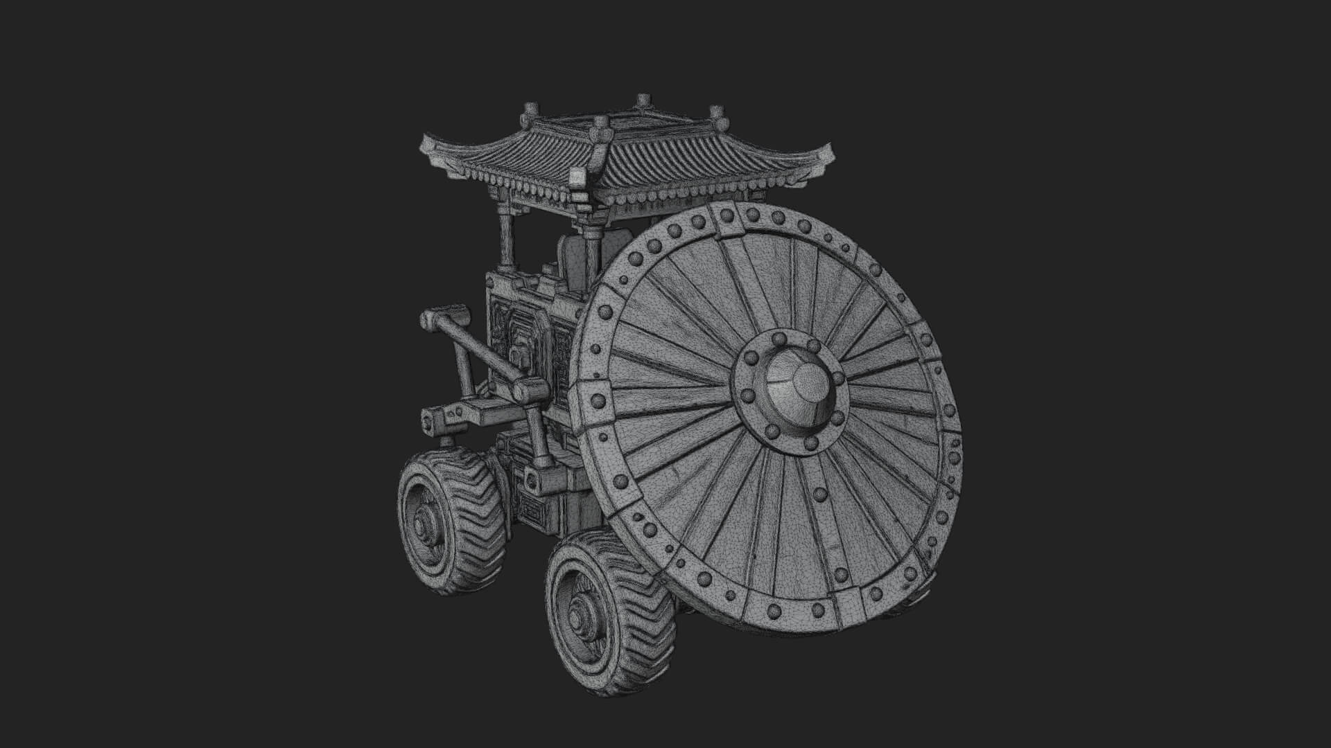 Wheeled Siege Shield Cart Model Design 3 3D Print Model 3D Model