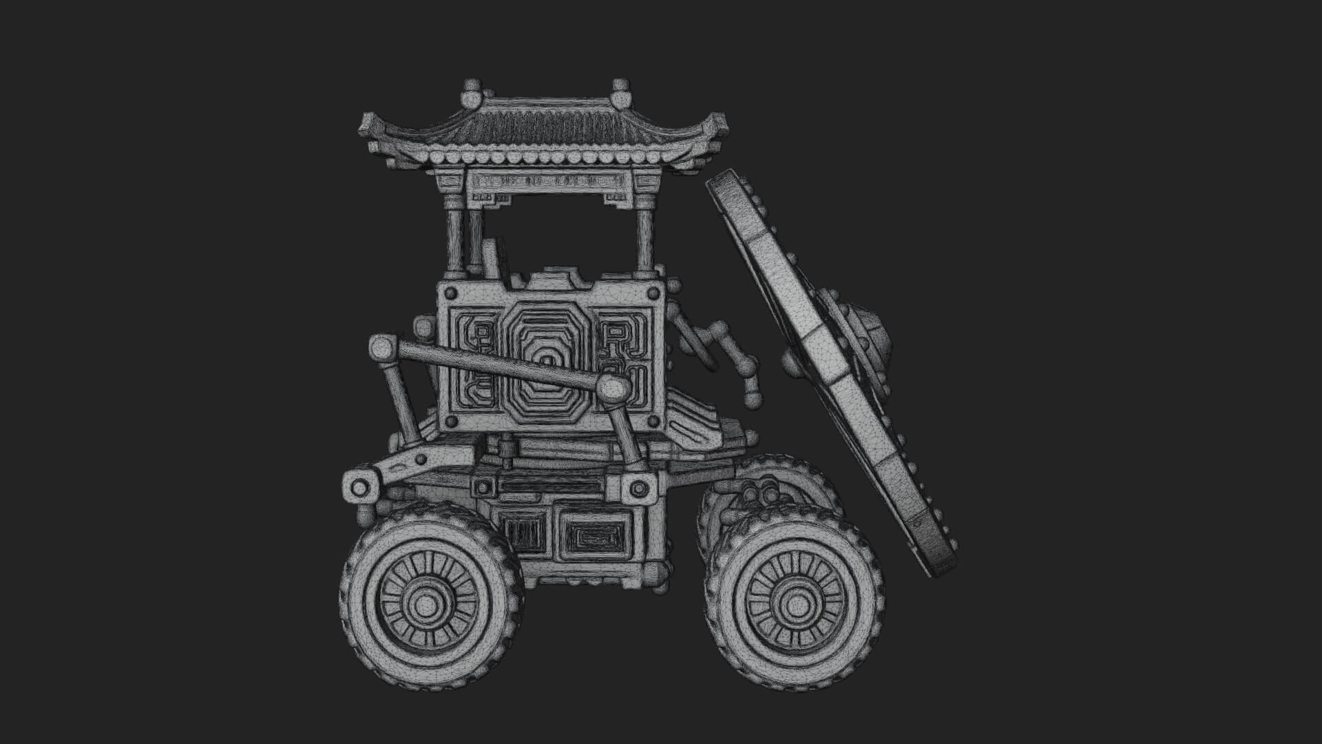 Wheeled Siege Shield Cart Model Design 3 3D Print Model 3D Model