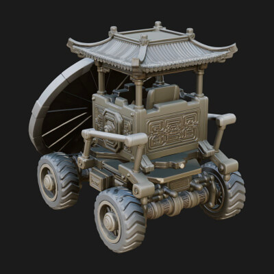 Wheeled Siege Shield Cart Model Design 3 3D Print Model