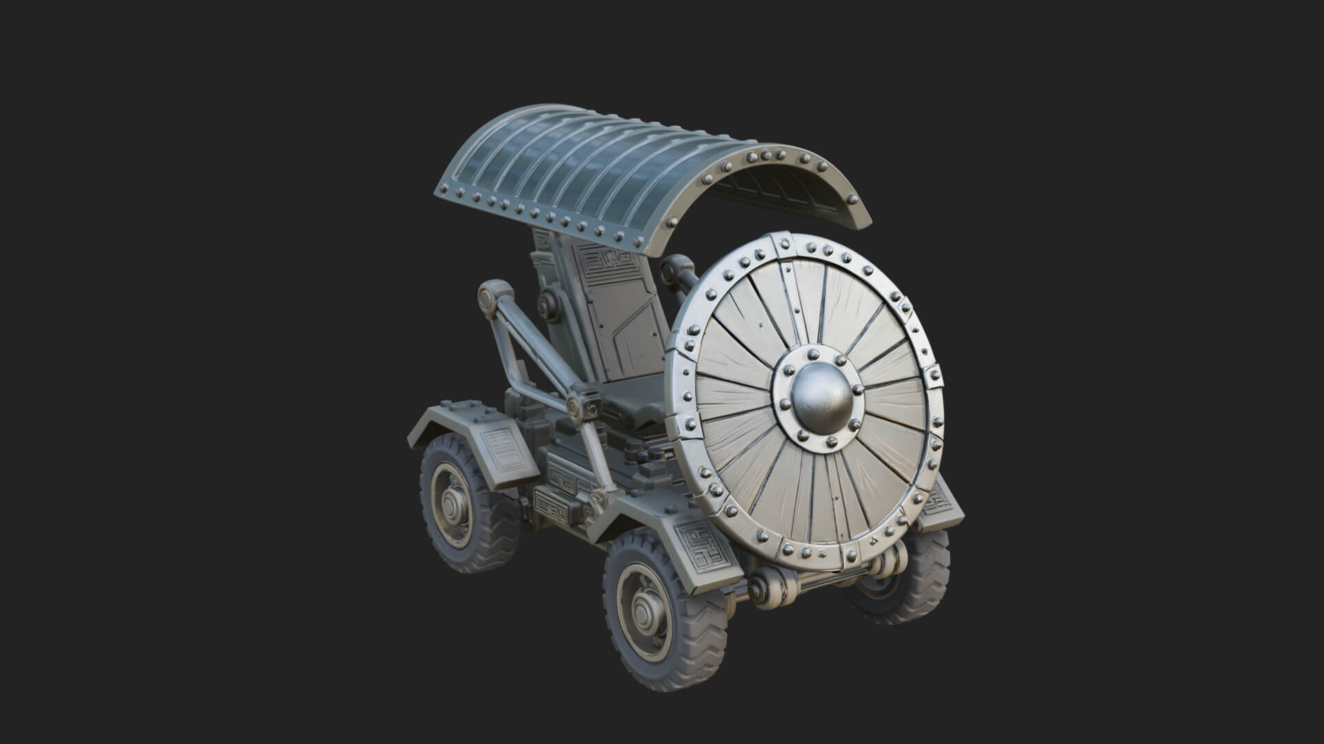 Wheeled Siege Shield Cart Model Design 4 3D Print Model 3D Model