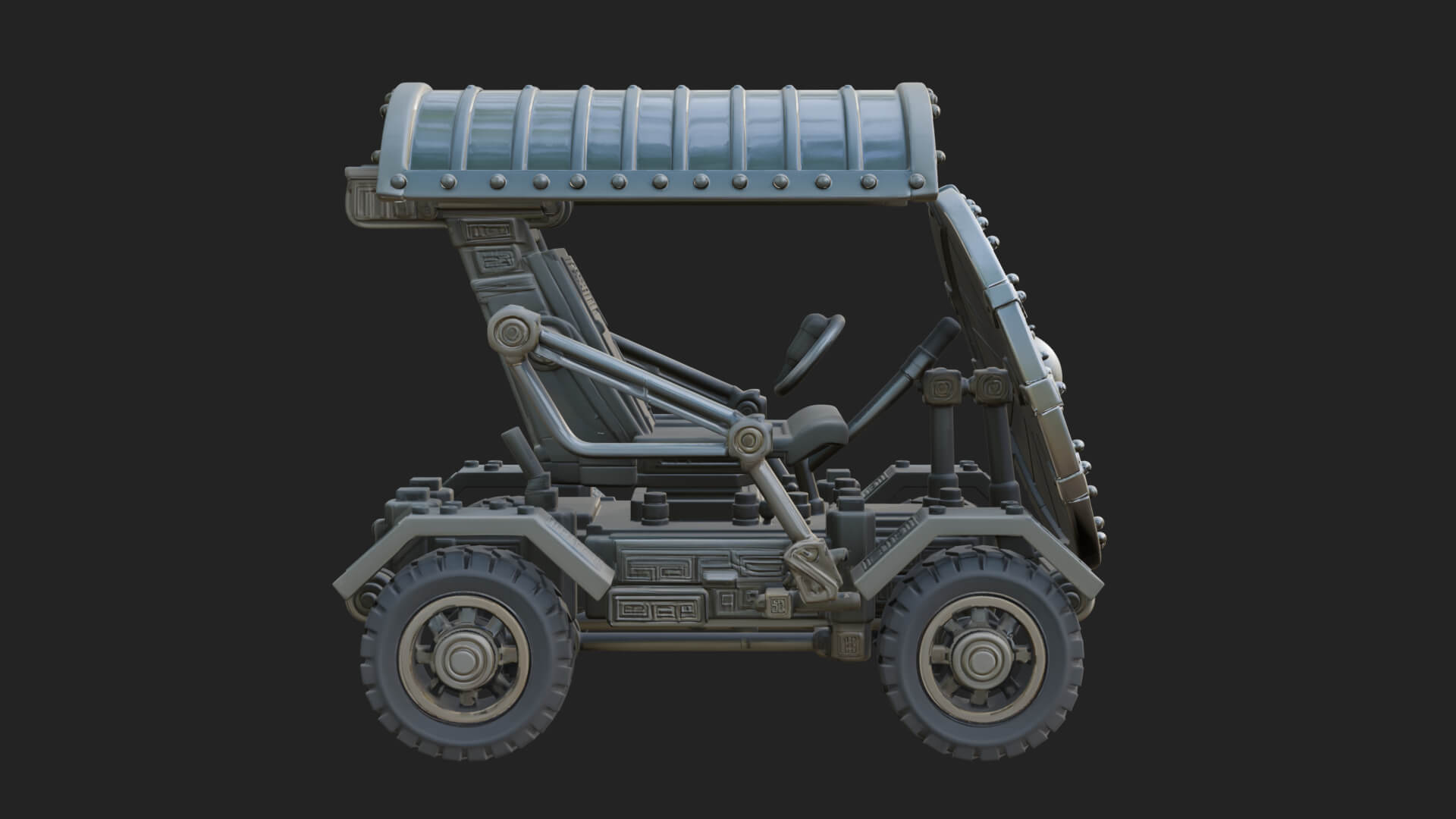 Wheeled Siege Shield Cart Model Design 4 3D Print Model 3D Model