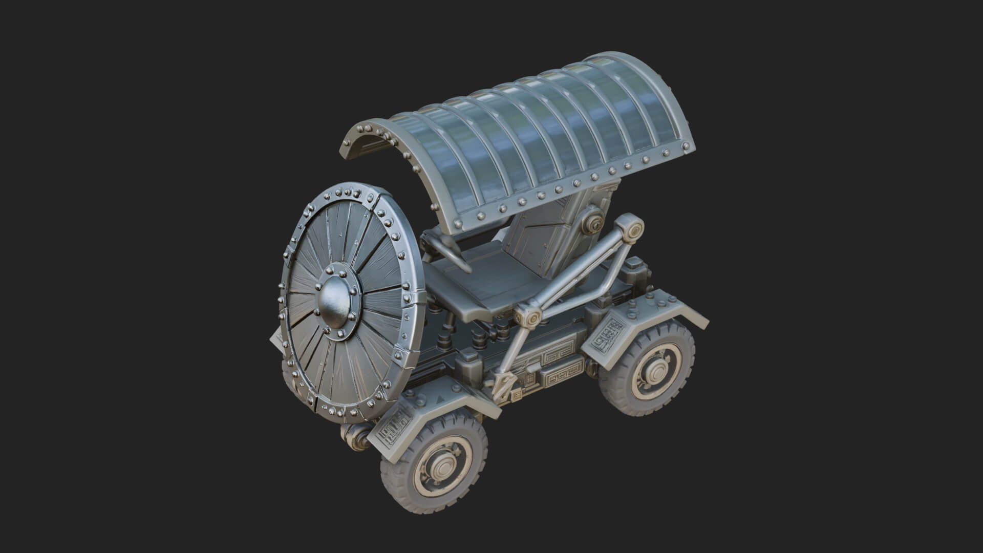 Wheeled Siege Shield Cart Model Design 4 3D Print Model 3D Model