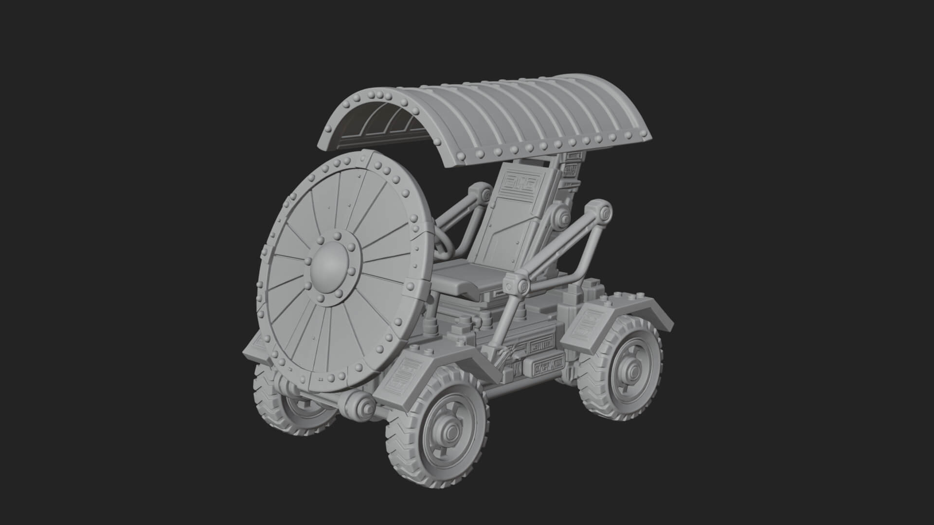 Wheeled Siege Shield Cart Model Design 4 3D Print Model 3D Model