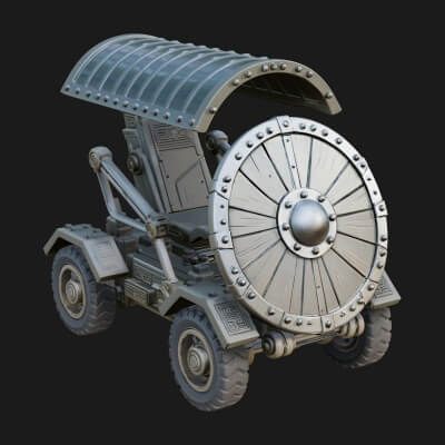 Wheeled Siege Shield Cart Model Design 4 3D Print Model
