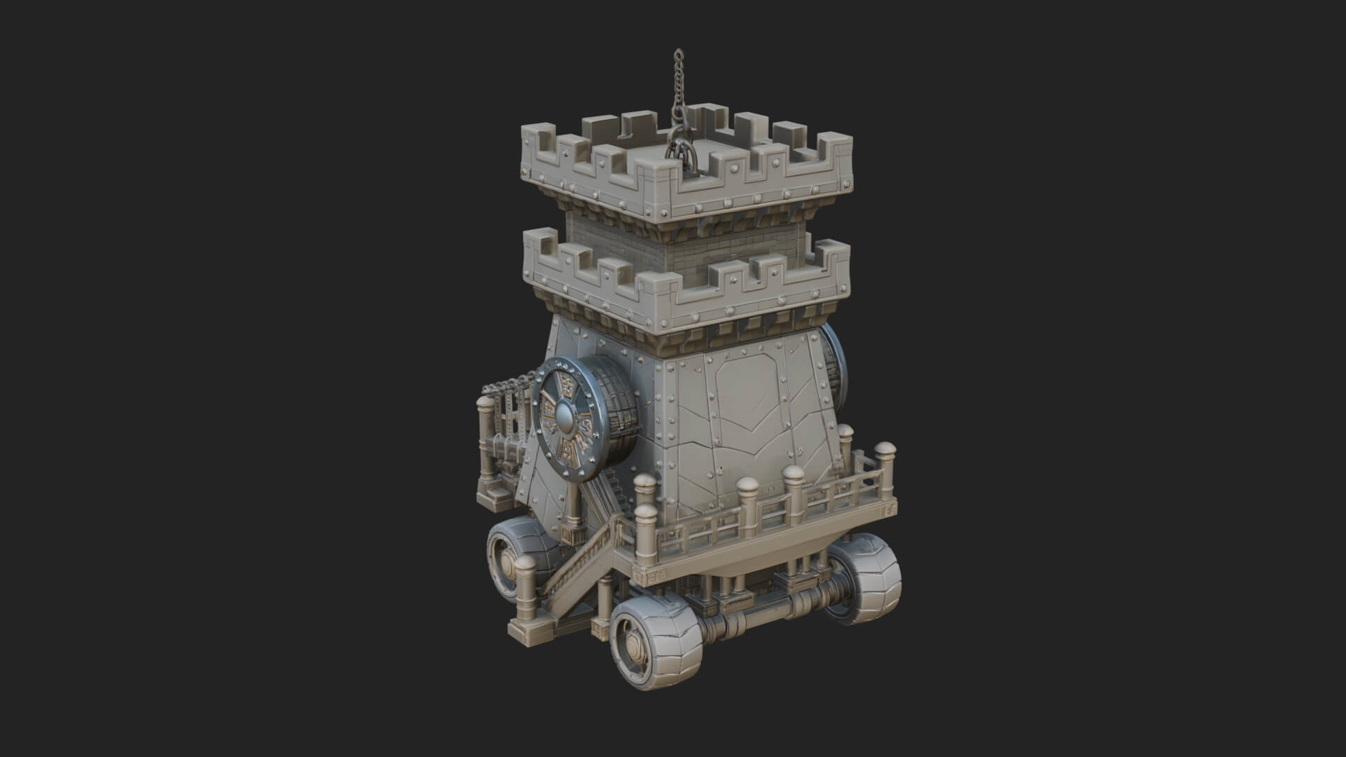 Wheeled Siege Tower Model Design 1 3D Print Model 3D Model