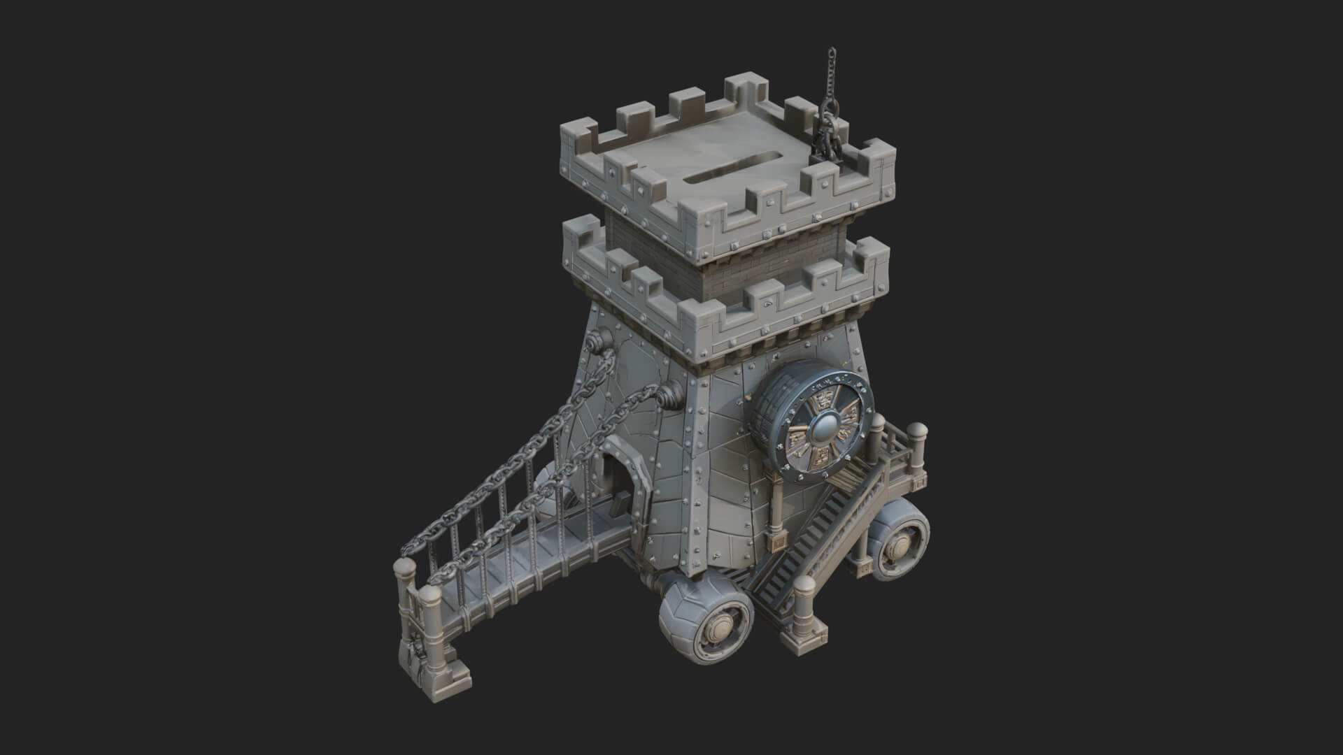 Wheeled Siege Tower Model Design 1 3D Print Model 3D Model