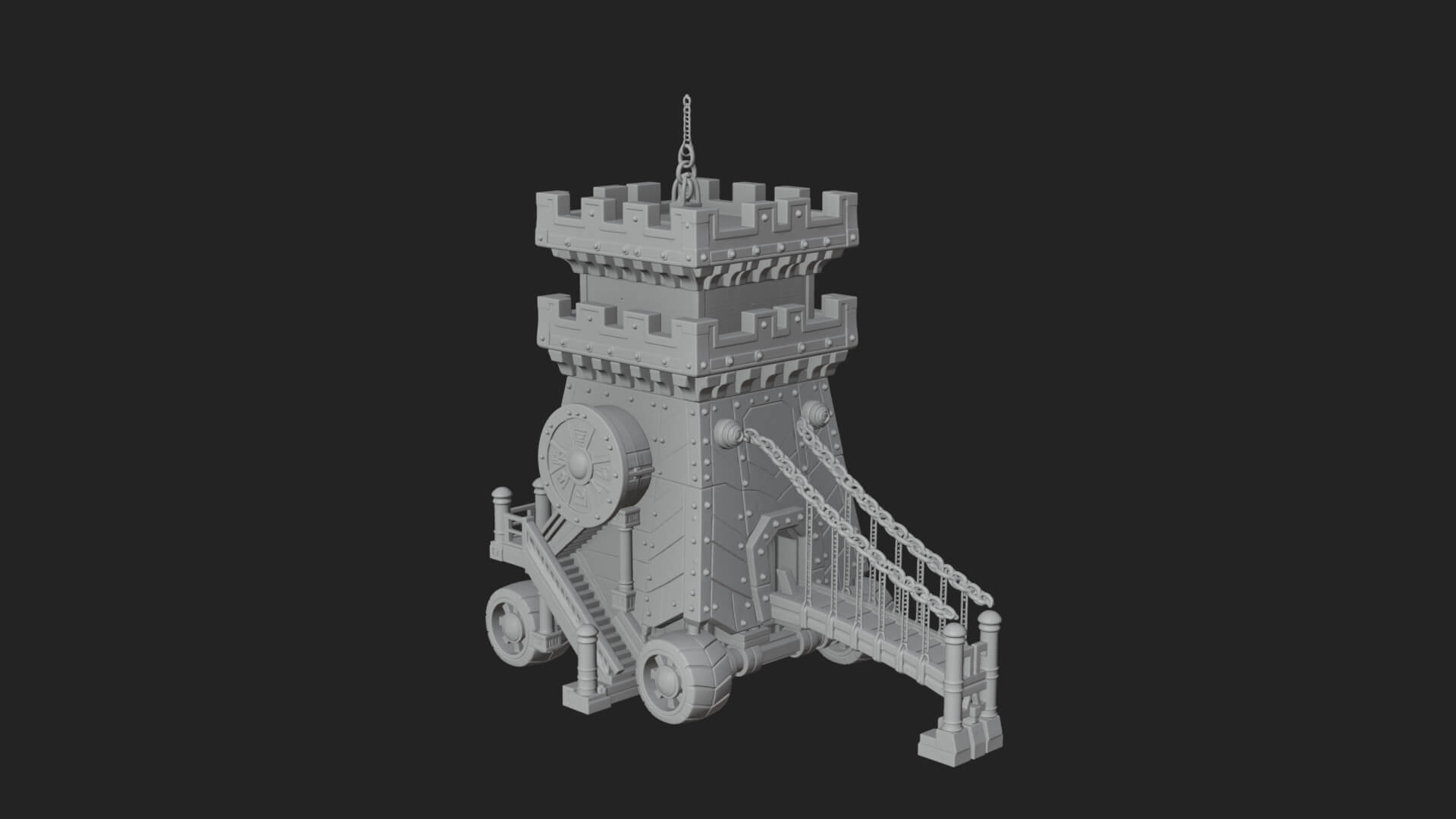Wheeled Siege Tower Model Design 1 3D Print Model 3D Model