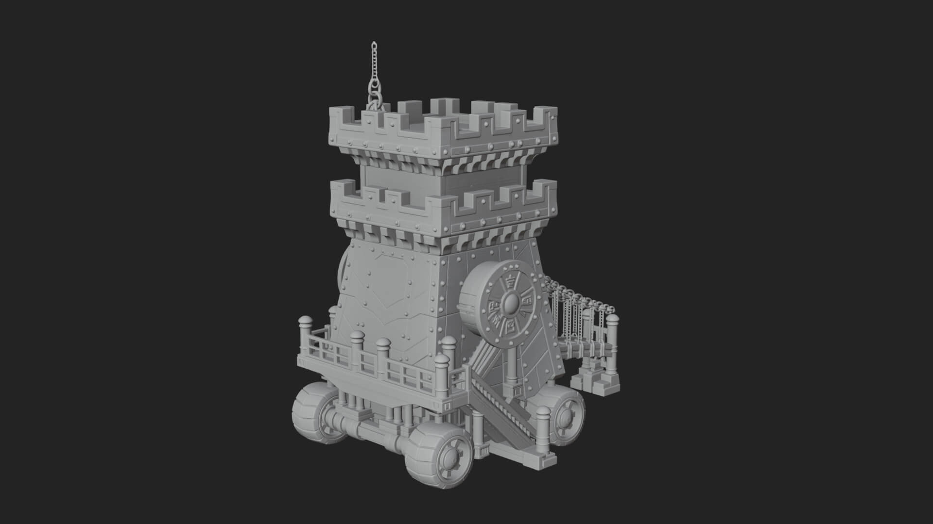 Wheeled Siege Tower Model Design 1 3D Print Model 3D Model