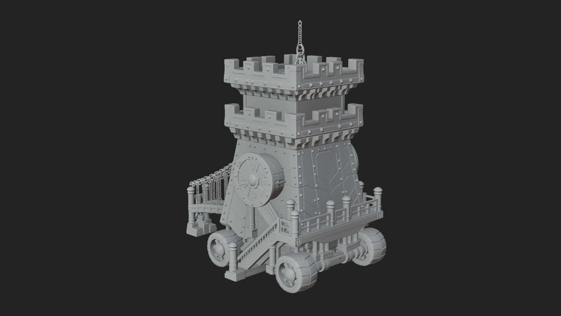 Wheeled Siege Tower Model Design 1 3D Print Model 3D Model