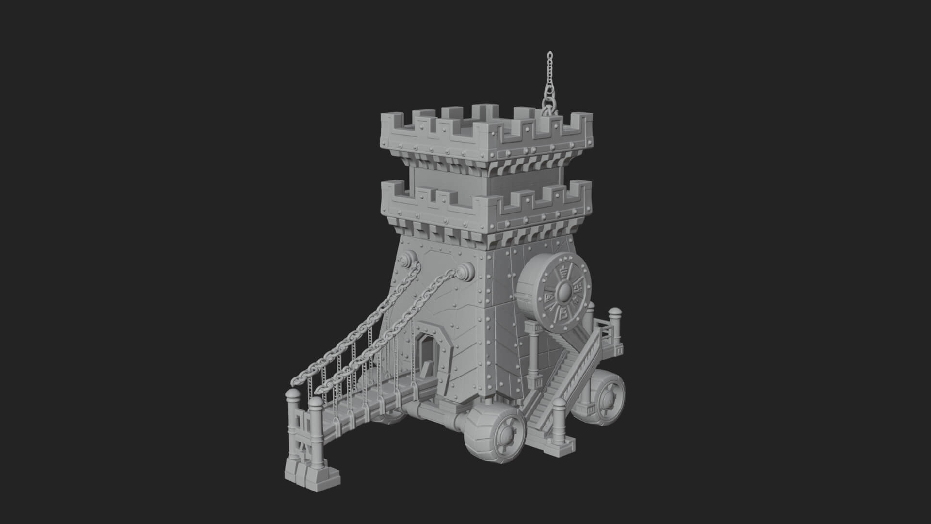 Wheeled Siege Tower Model Design 1 3D Print Model 3D Model
