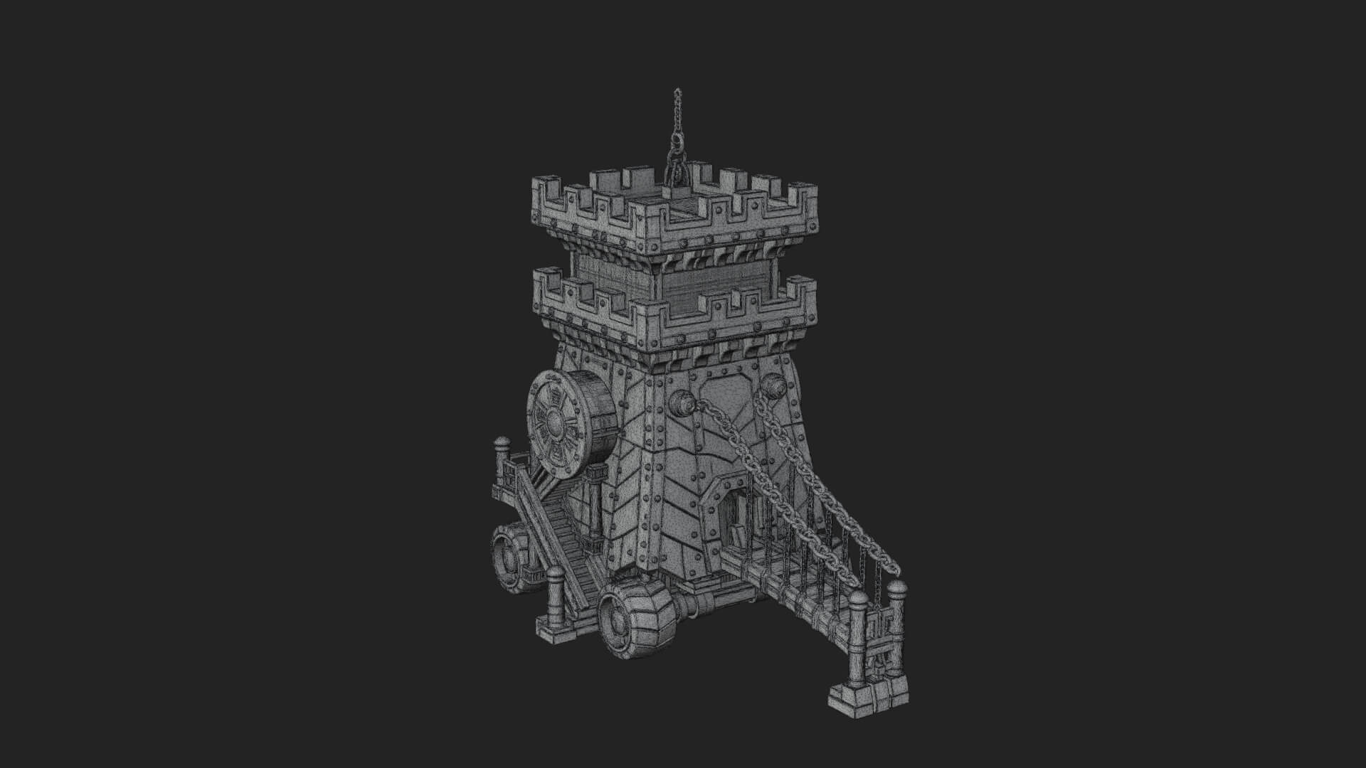 Wheeled Siege Tower Model Design 1 3D Print Model 3D Model