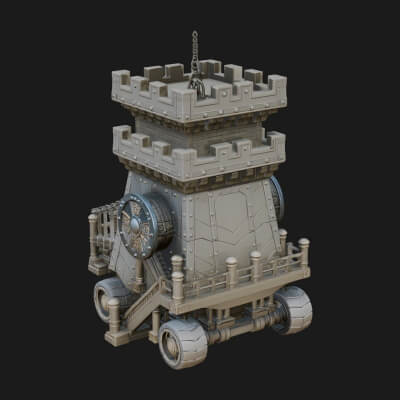 Wheeled Siege Tower Model Design 1 3D Print Model