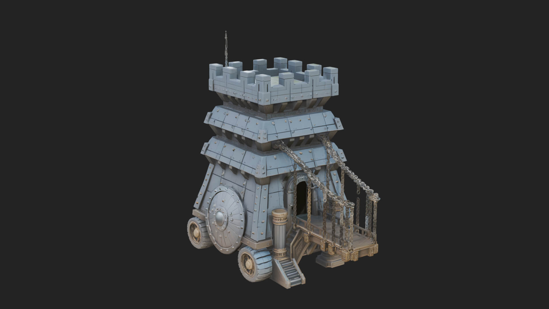 Wheeled Siege Tower Model Design 2 3D Print Model 3D Model