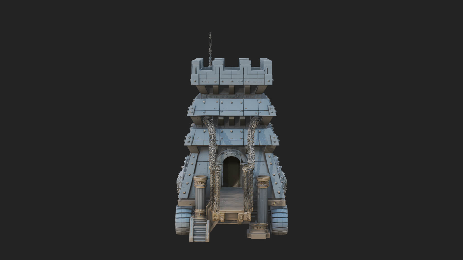 Wheeled Siege Tower Model Design 2 3D Print Model 3D Model