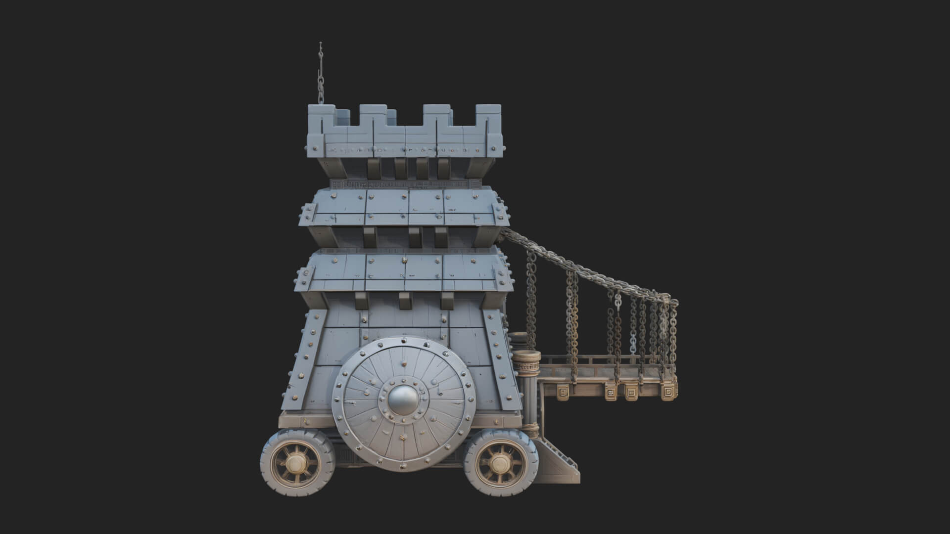 Wheeled Siege Tower Model Design 2 3D Print Model 3D Model