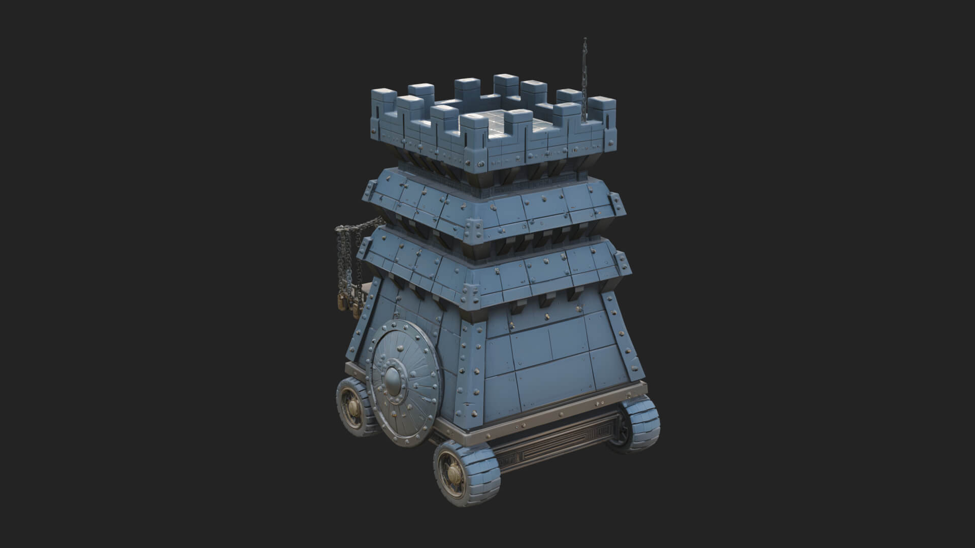 Wheeled Siege Tower Model Design 2 3D Print Model 3D Model