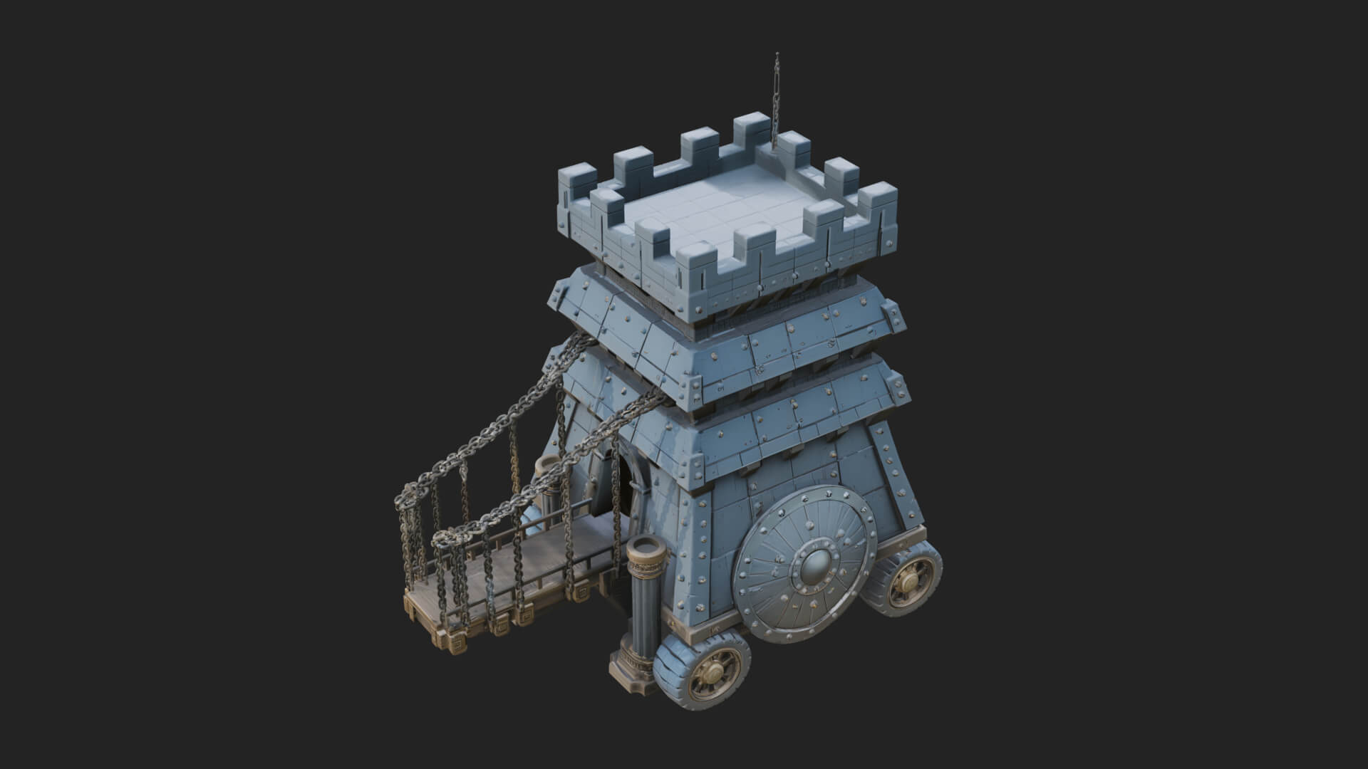 Wheeled Siege Tower Model Design 2 3D Print Model 3D Model