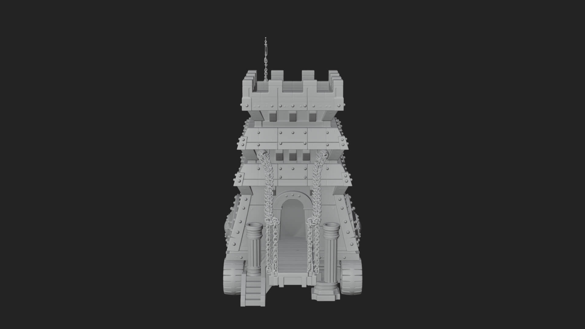 Wheeled Siege Tower Model Design 2 3D Print Model 3D Model