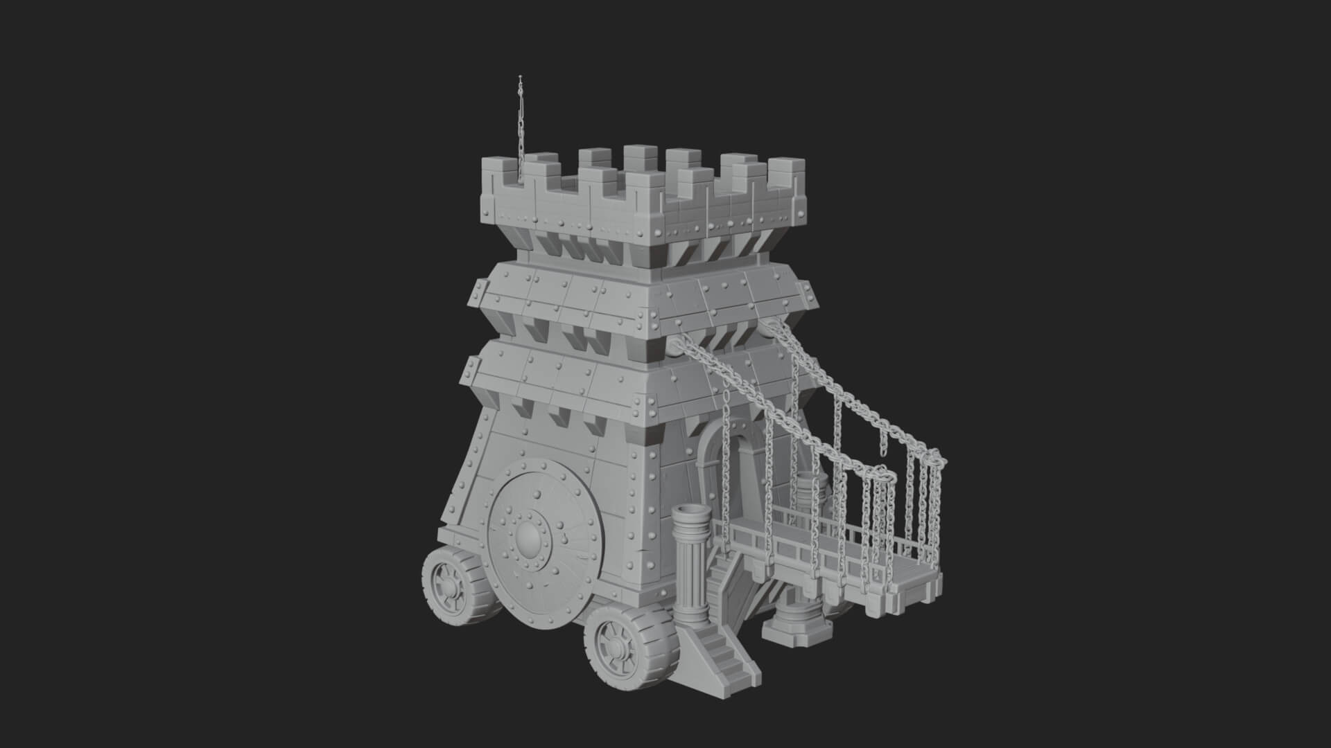 Wheeled Siege Tower Model Design 2 3D Print Model 3D Model