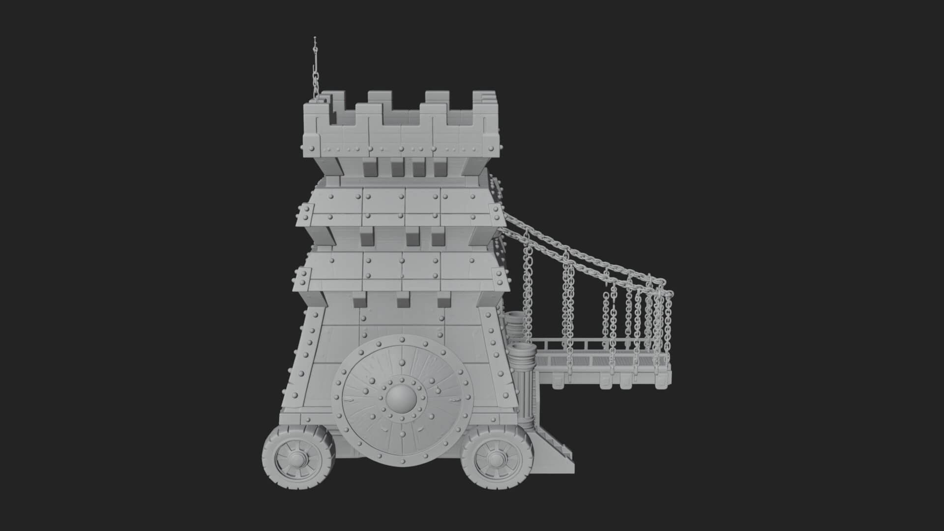 Wheeled Siege Tower Model Design 2 3D Print Model 3D Model
