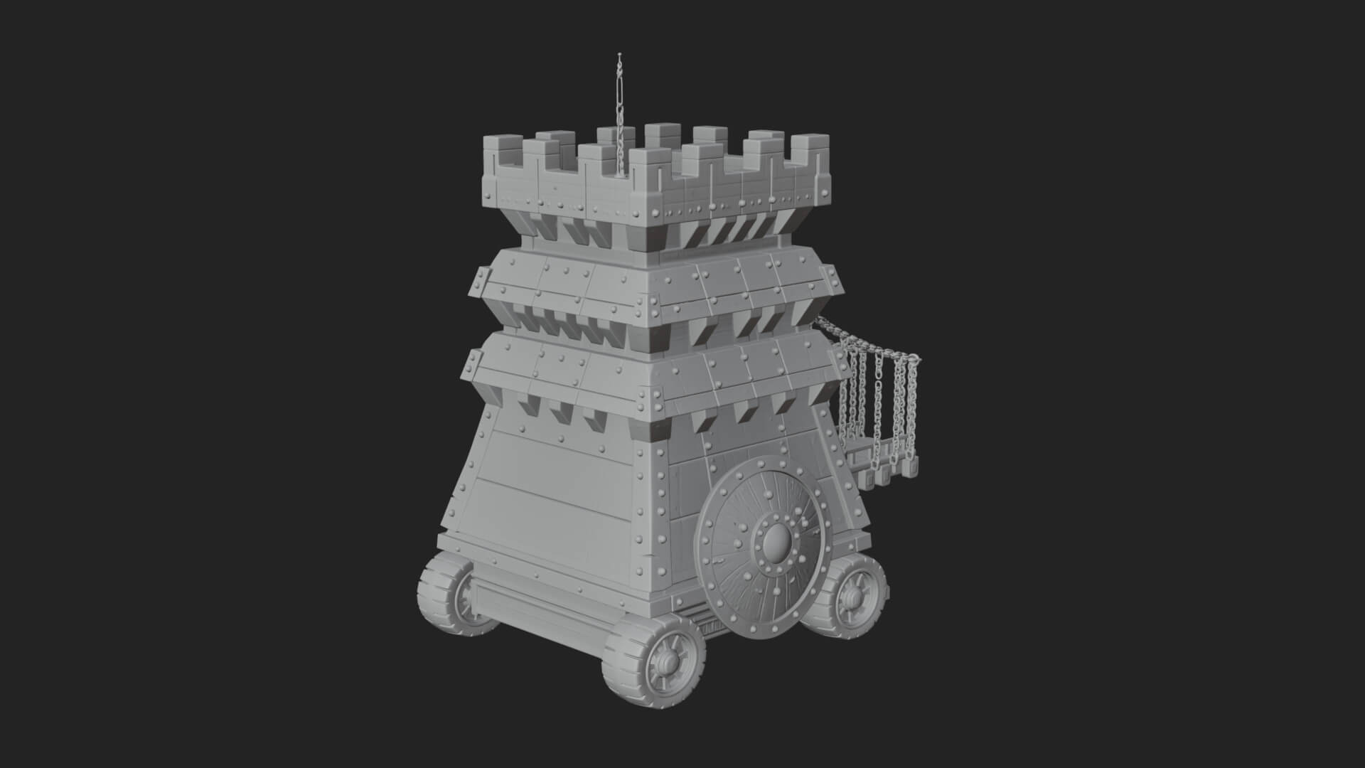 Wheeled Siege Tower Model Design 2 3D Print Model 3D Model