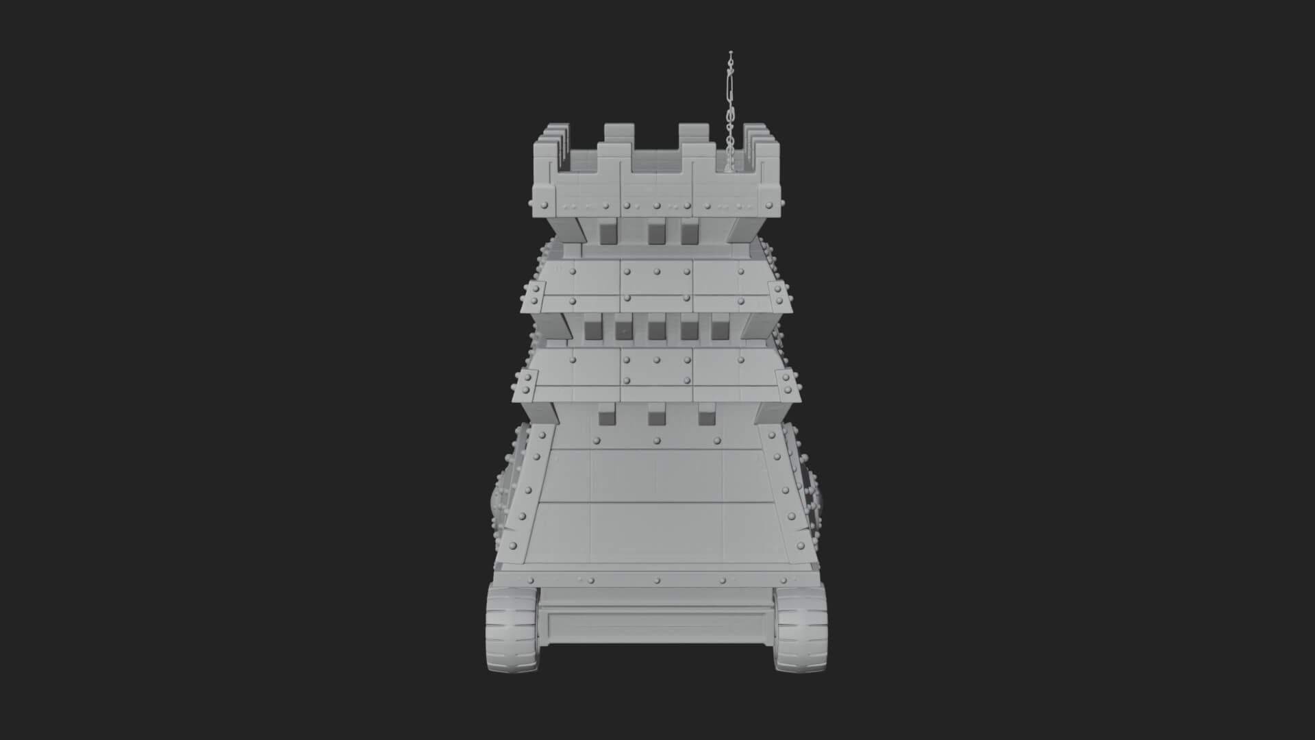 Wheeled Siege Tower Model Design 2 3D Print Model 3D Model