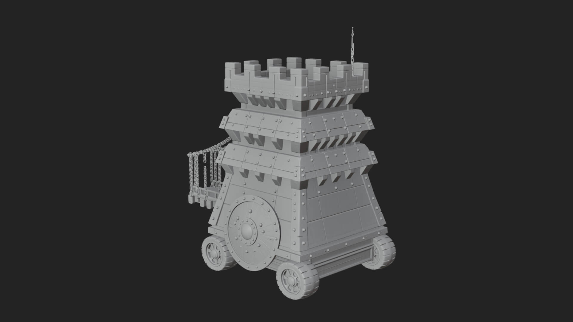 Wheeled Siege Tower Model Design 2 3D Print Model 3D Model