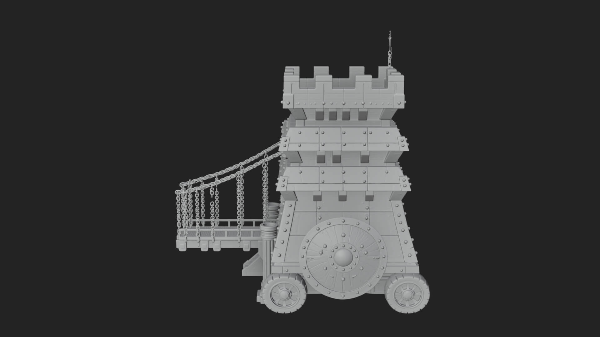 Wheeled Siege Tower Model Design 2 3D Print Model 3D Model