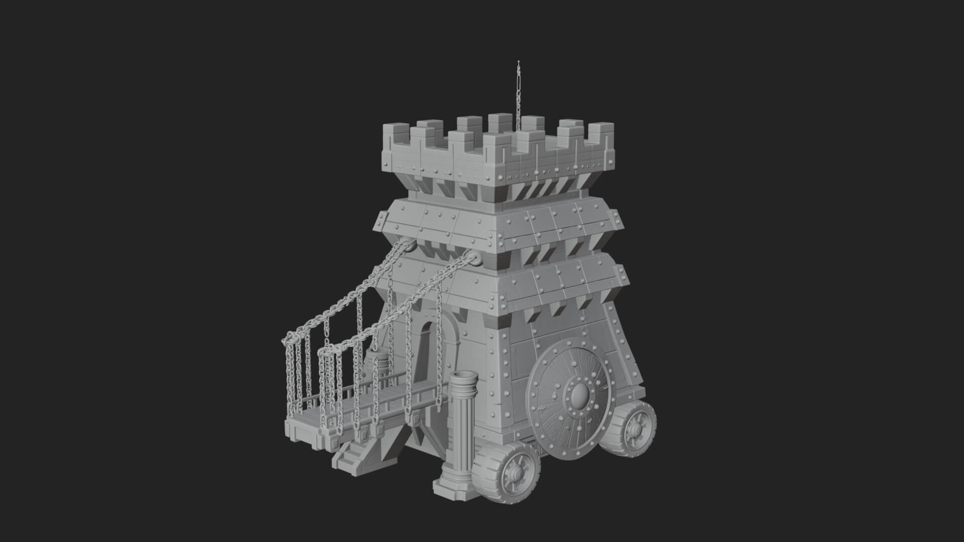 Wheeled Siege Tower Model Design 2 3D Print Model 3D Model