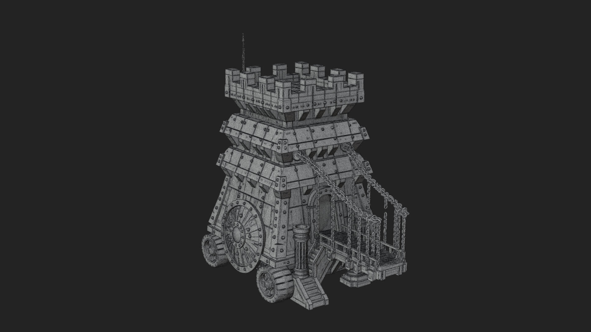 Wheeled Siege Tower Model Design 2 3D Print Model 3D Model