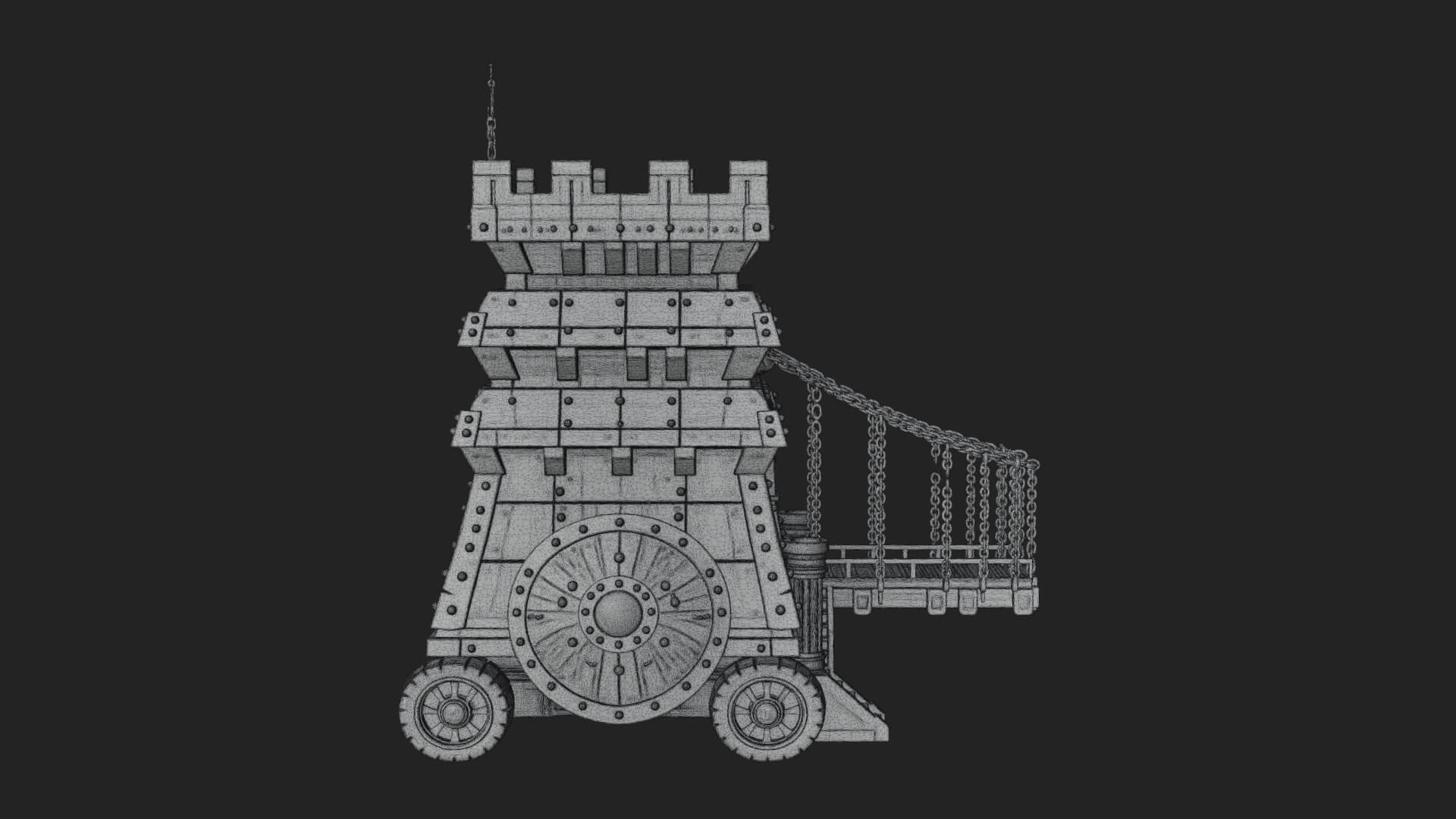 Wheeled Siege Tower Model Design 2 3D Print Model 3D Model