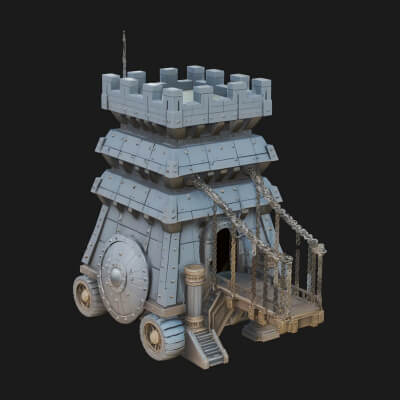 Wheeled Siege Tower Model Design 2 3D Print Model