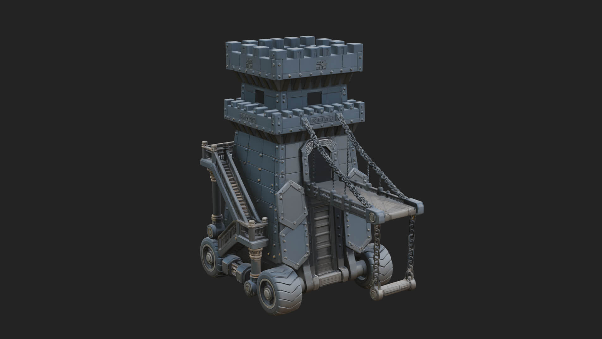 Wheeled Siege Tower Model Design 3 3D Print Model 3D Model