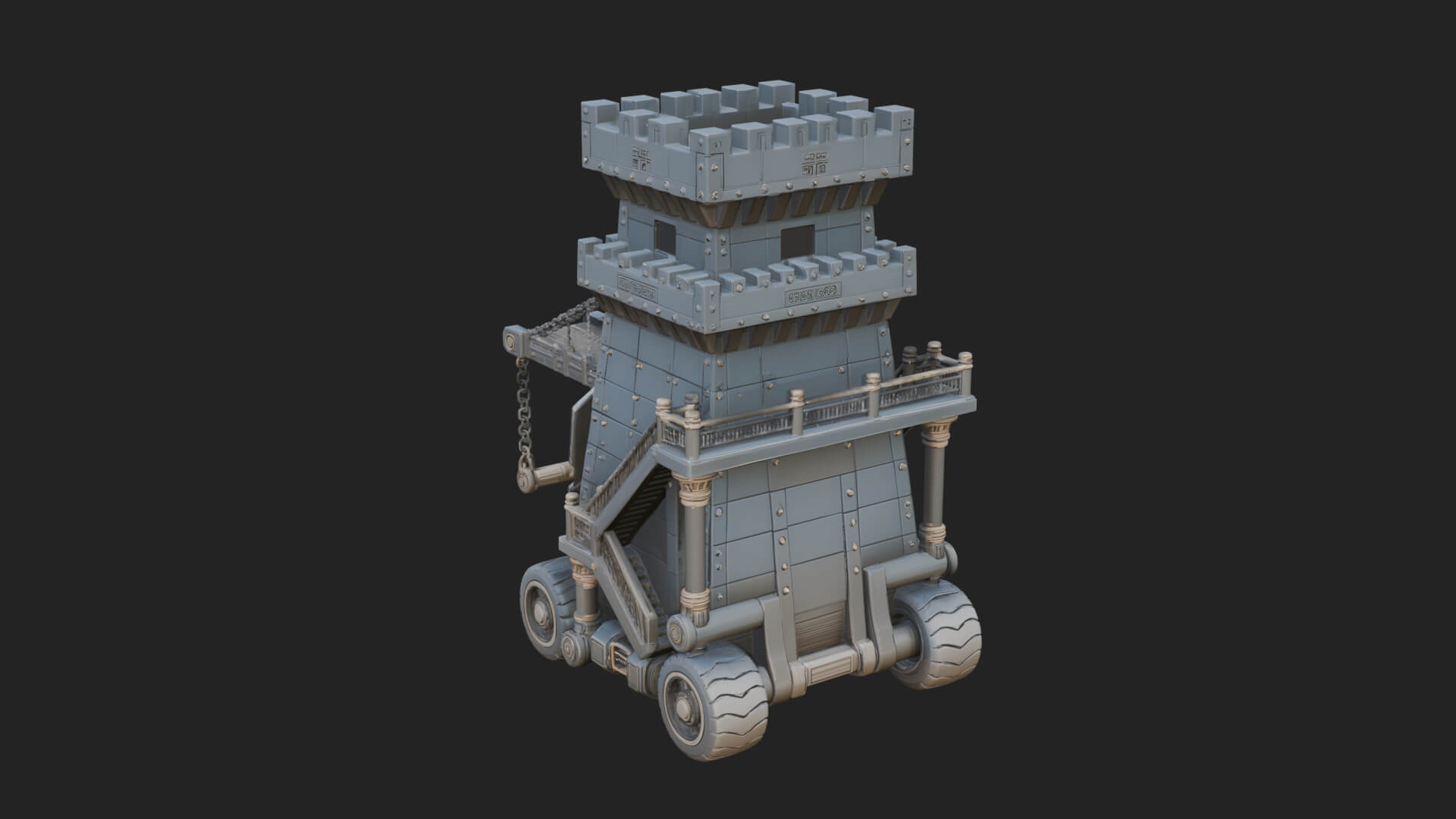 Wheeled Siege Tower Model Design 3 3D Print Model 3D Model