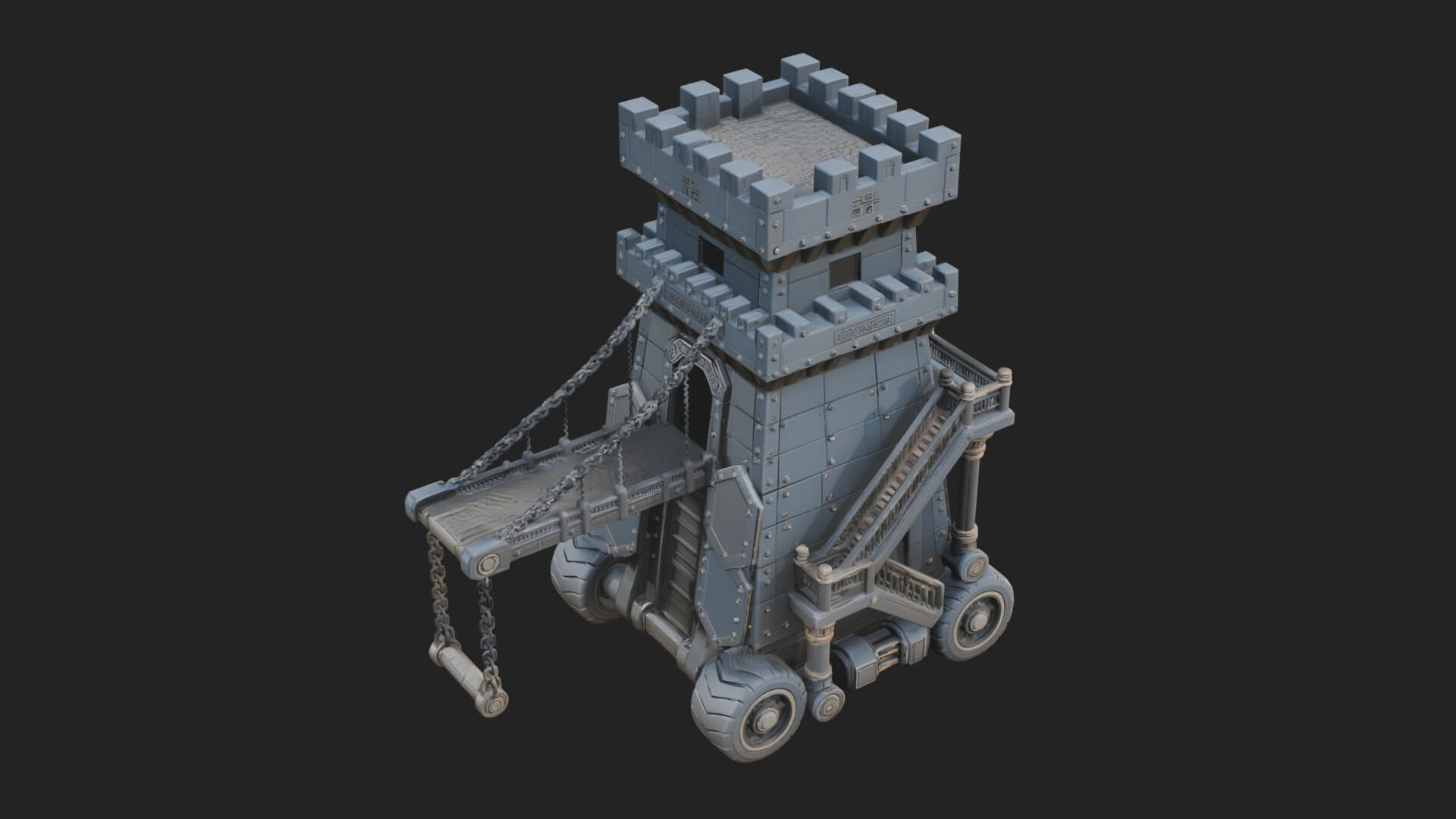 Wheeled Siege Tower Model Design 3 3D Print Model 3D Model
