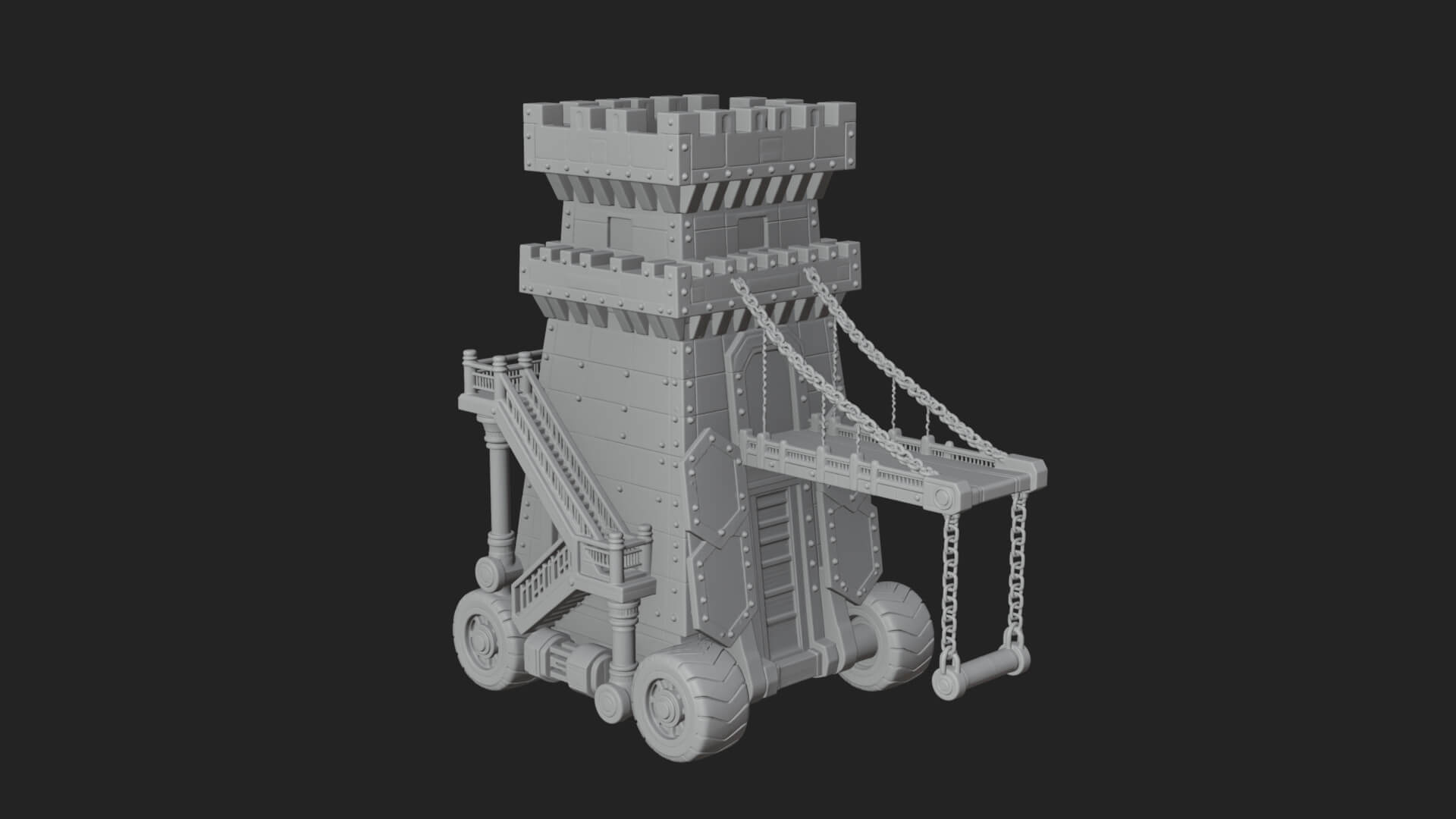 Wheeled Siege Tower Model Design 3 3D Print Model 3D Model