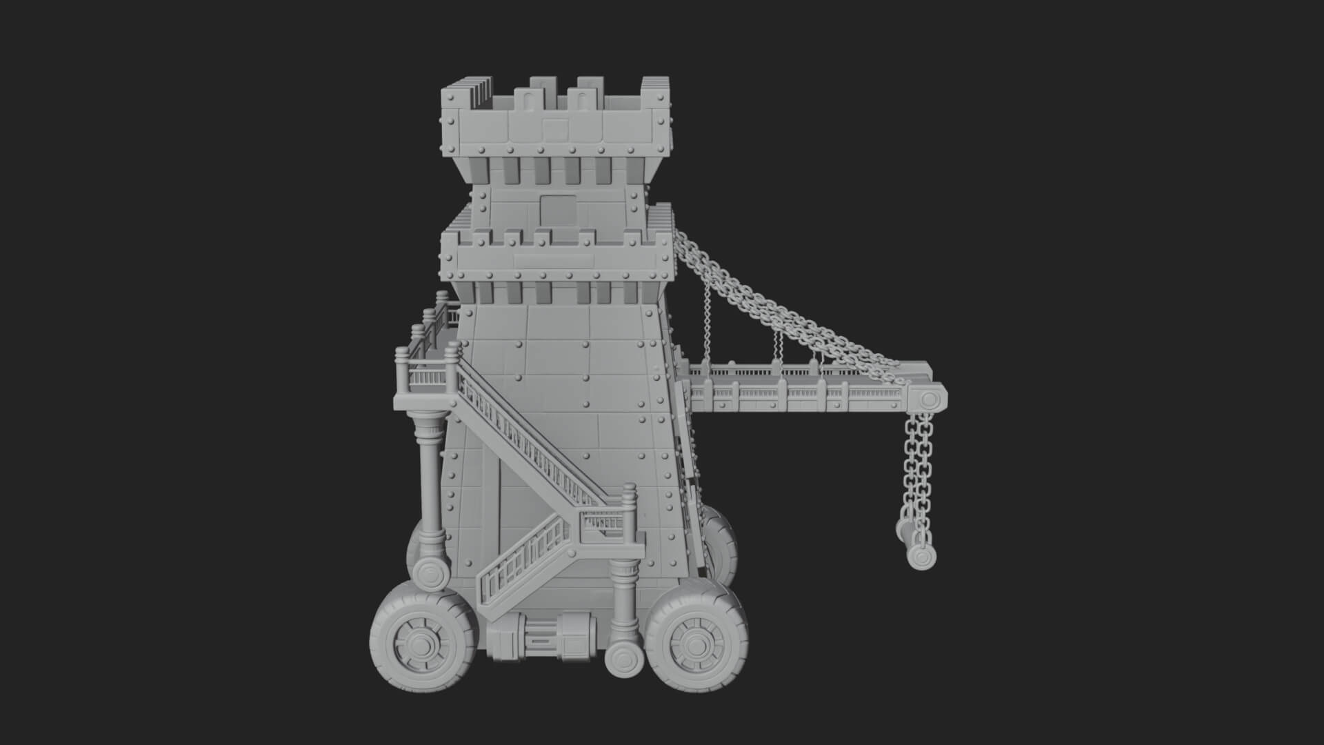 Wheeled Siege Tower Model Design 3 3D Print Model 3D Model