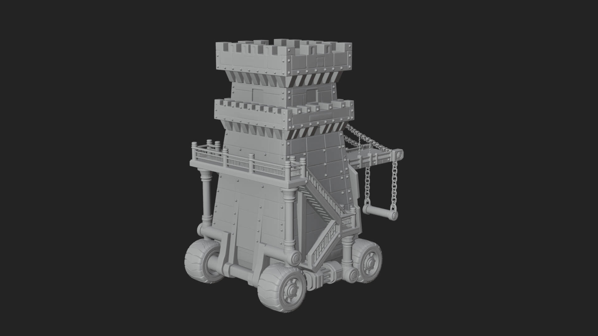 Wheeled Siege Tower Model Design 3 3D Print Model 3D Model
