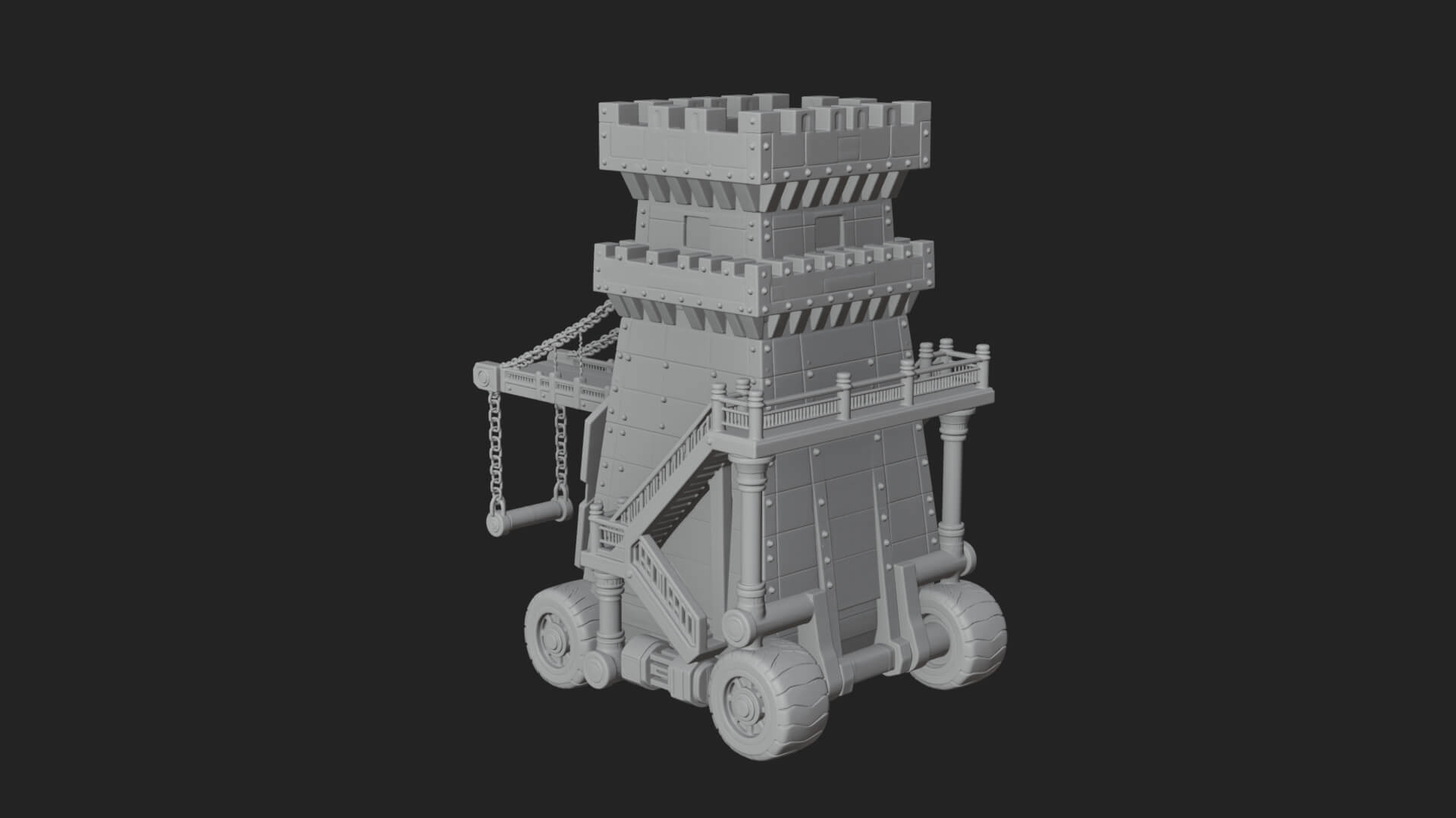 Wheeled Siege Tower Model Design 3 3D Print Model 3D Model