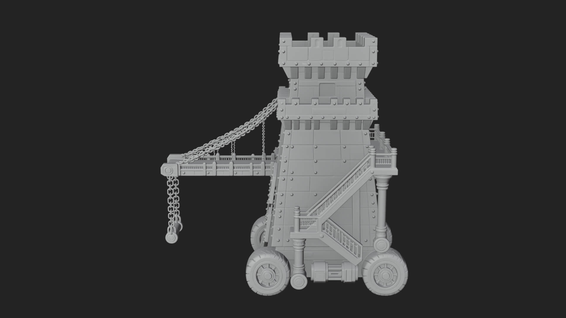 Wheeled Siege Tower Model Design 3 3D Print Model 3D Model