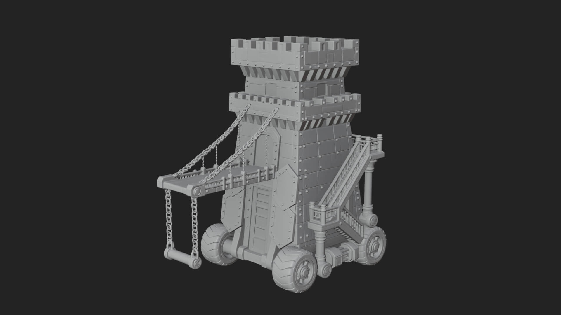 Wheeled Siege Tower Model Design 3 3D Print Model 3D Model